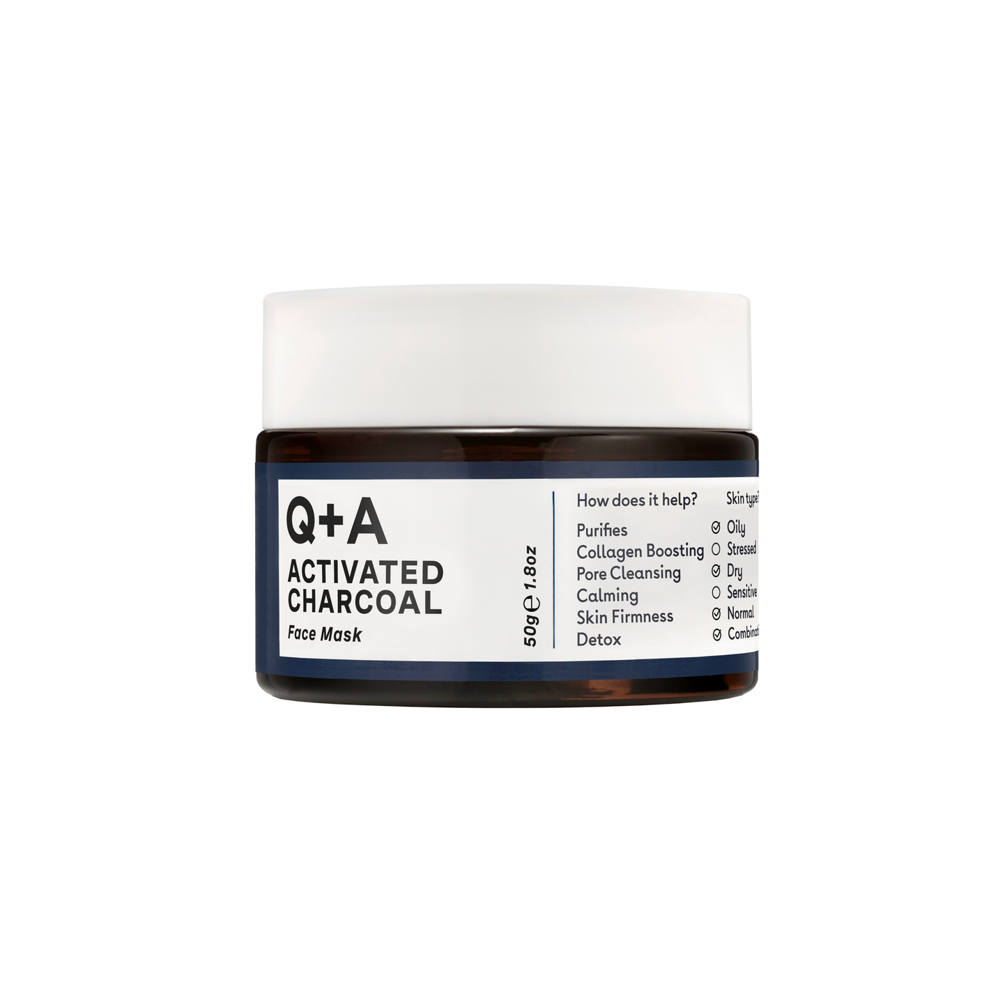 Маска для обличчя "детокс" з активованим угіллям Q+A Activated Charcoal Face Mask 50g - Blush