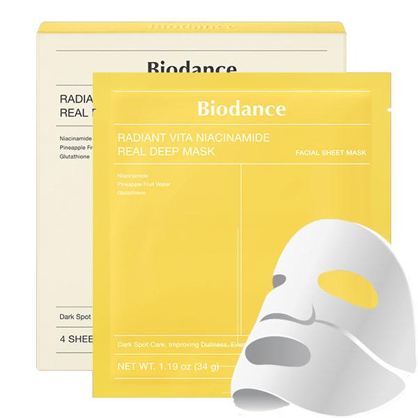 Biodance - Radiant Vita Niacinamide Real Deep Mask - Освітлювальна гідрогелева маска для обличчя - 1шт./34g - Blush