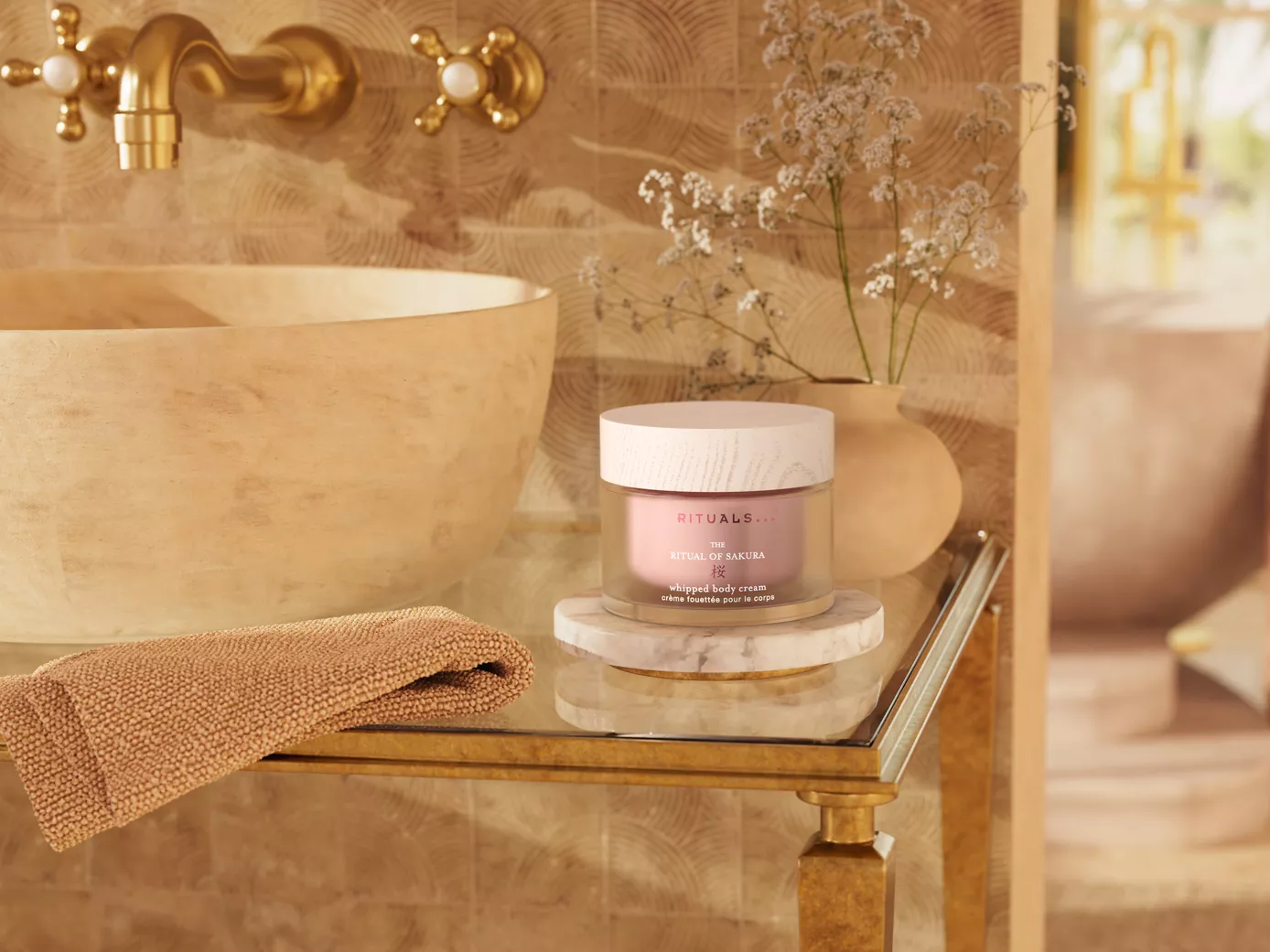 Крем для тіла Rituals Sakura вершковий, 220 мл – новий дизайн (скляна банка)