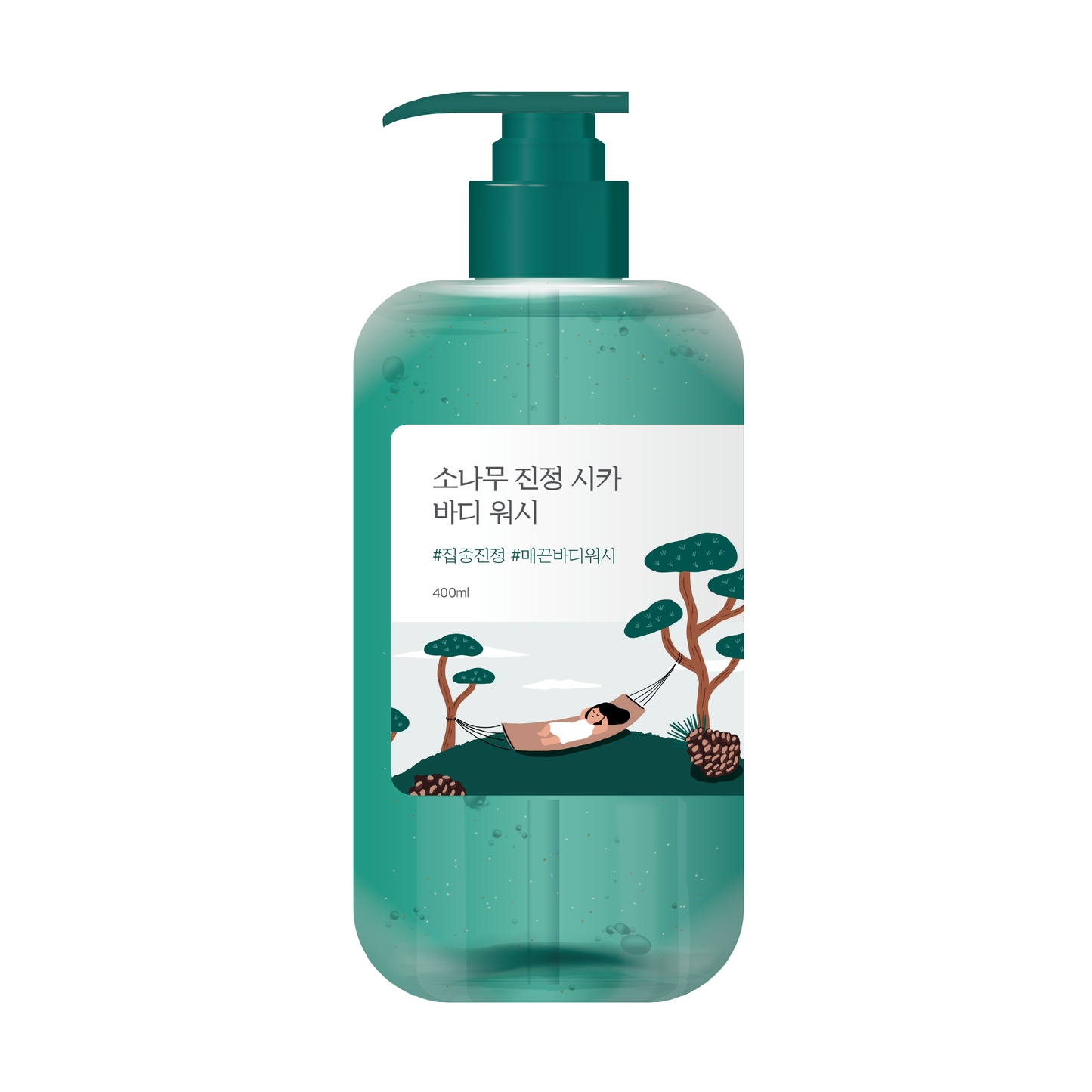 Заспокійливий гель для душу з екстрактом голок сосни ROUND LAB Pine Calming Cica Body Wash 400 ml - Blush