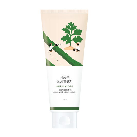 Заспокійлива очищуюча пінка з морським полином ROUND LAB Mugwort Calming Cleanser 150 ml - Blush