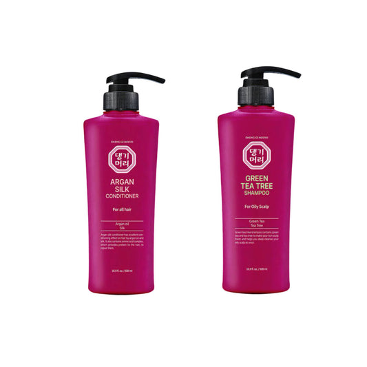 Набір Кондиціонер та Шампунь для жирної шкіри голови з екстрактом чайного дерева Daeng Gi Meo Ri Green Tea Tree Shampoo, 500 мл - Blush