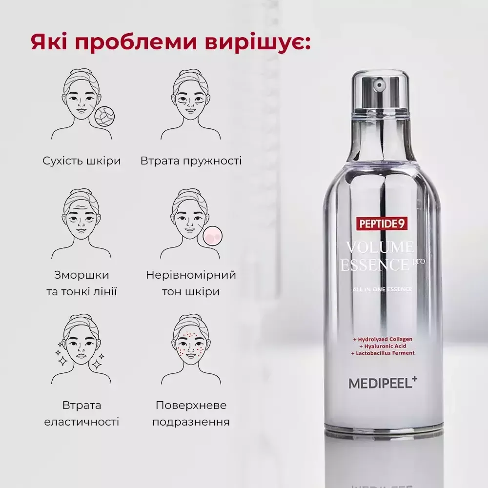Антивікова есенція для еластичності шкіри Medi Peel Peptide 9 Volume All In One Essence Pro, 100 мл - Blush