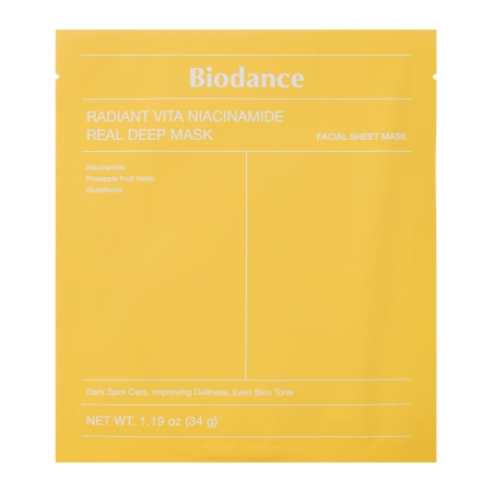 Biodance - Radiant Vita Niacinamide Real Deep Mask - Осветительная гидрогелевая маска для лица - 1шт./34g