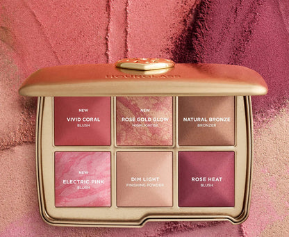 Відтінки палетки Hourglass Love 2026: Vivid Coral, Rose Gold Glow, Natural Bronze, Electric Pink, Dim Light, Rose Heat