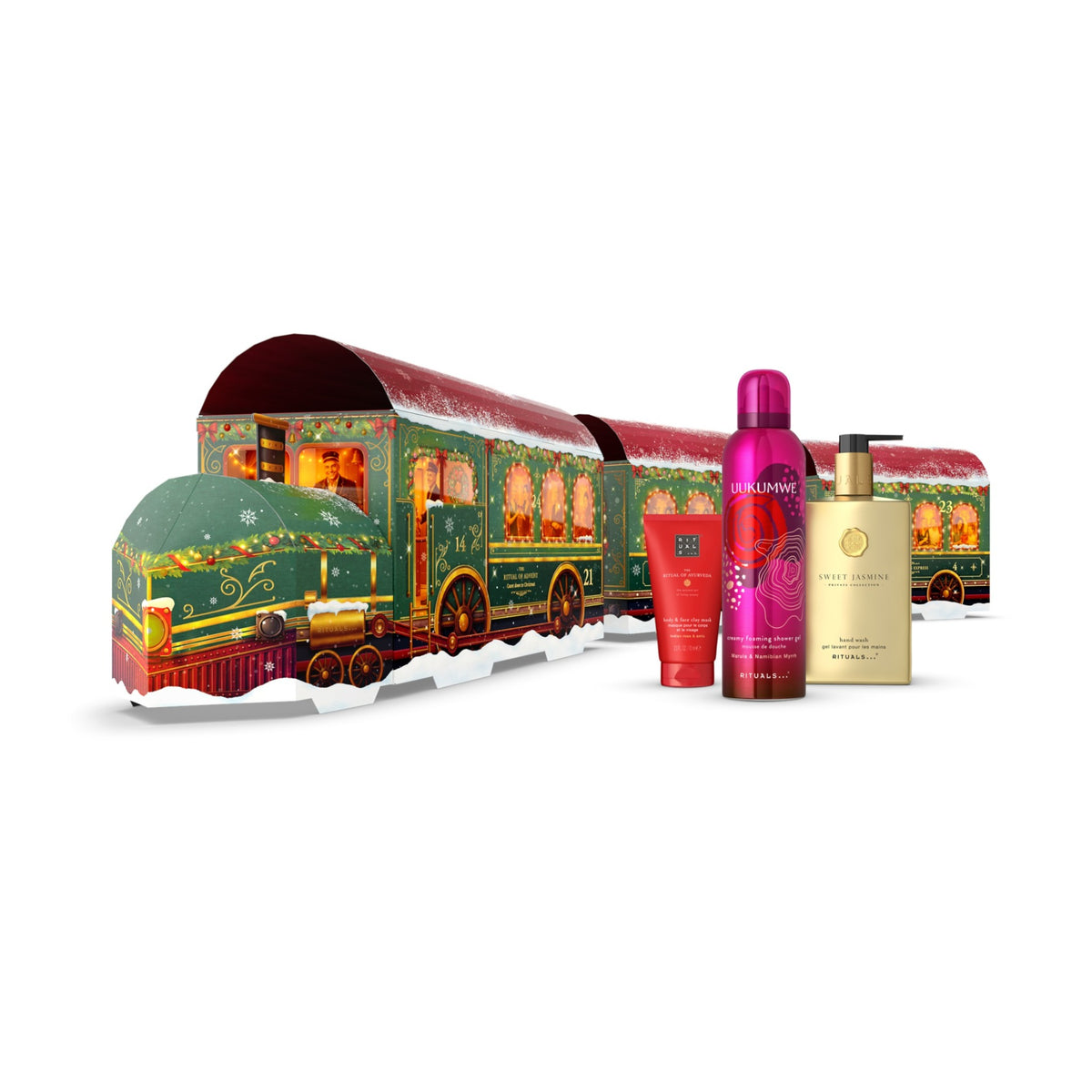 Адвент-календар Rituals Premium 2026 — потяг і засоби з набору